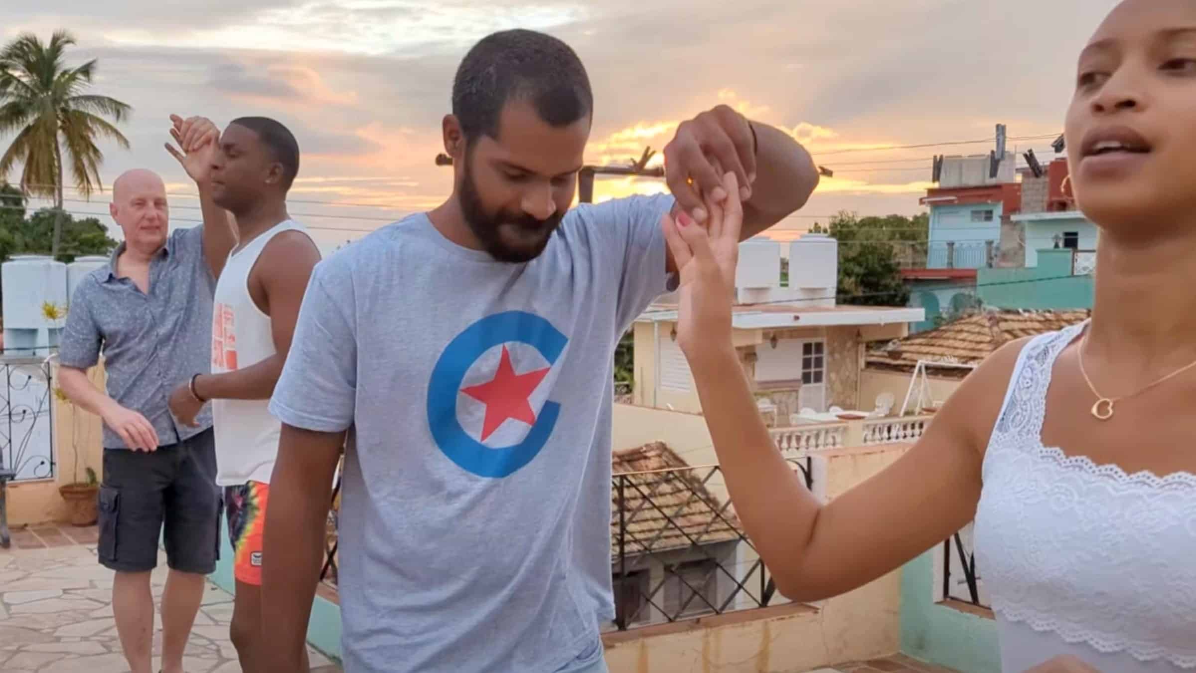 Rooftop dance lesson , Trinidad , Cuba 