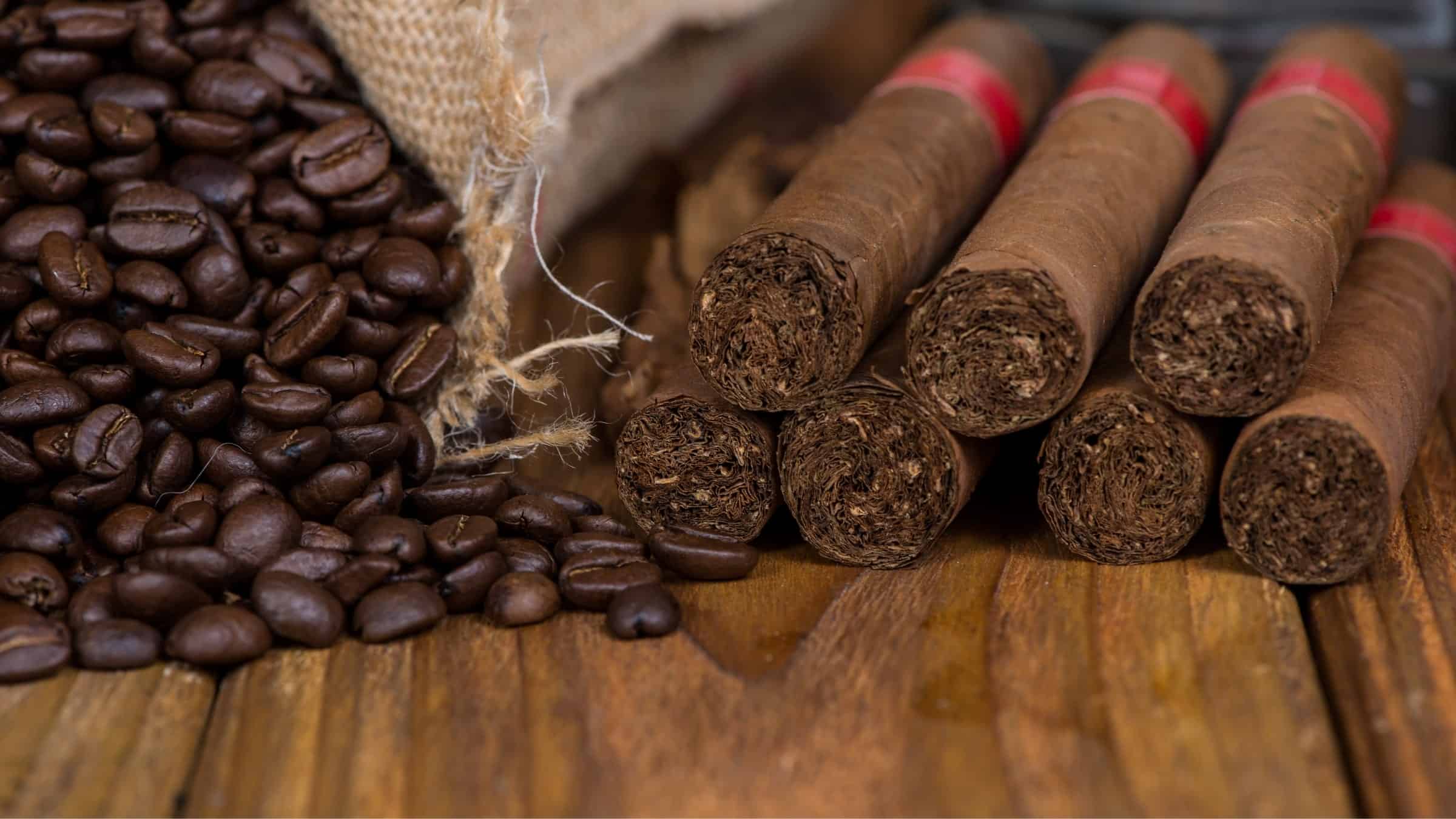 Cuban cigars and coffee beans 